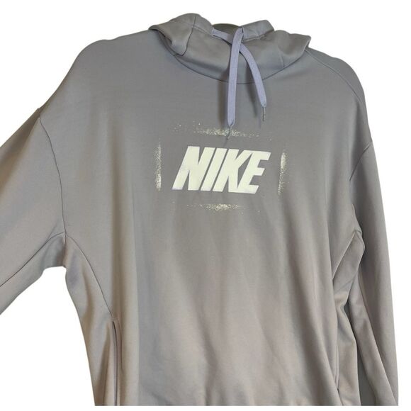 NIKE Hoodie Women's Medium Gray Purple Fleece Lined Pullover Drawstring Hood - Picture 4 of 8